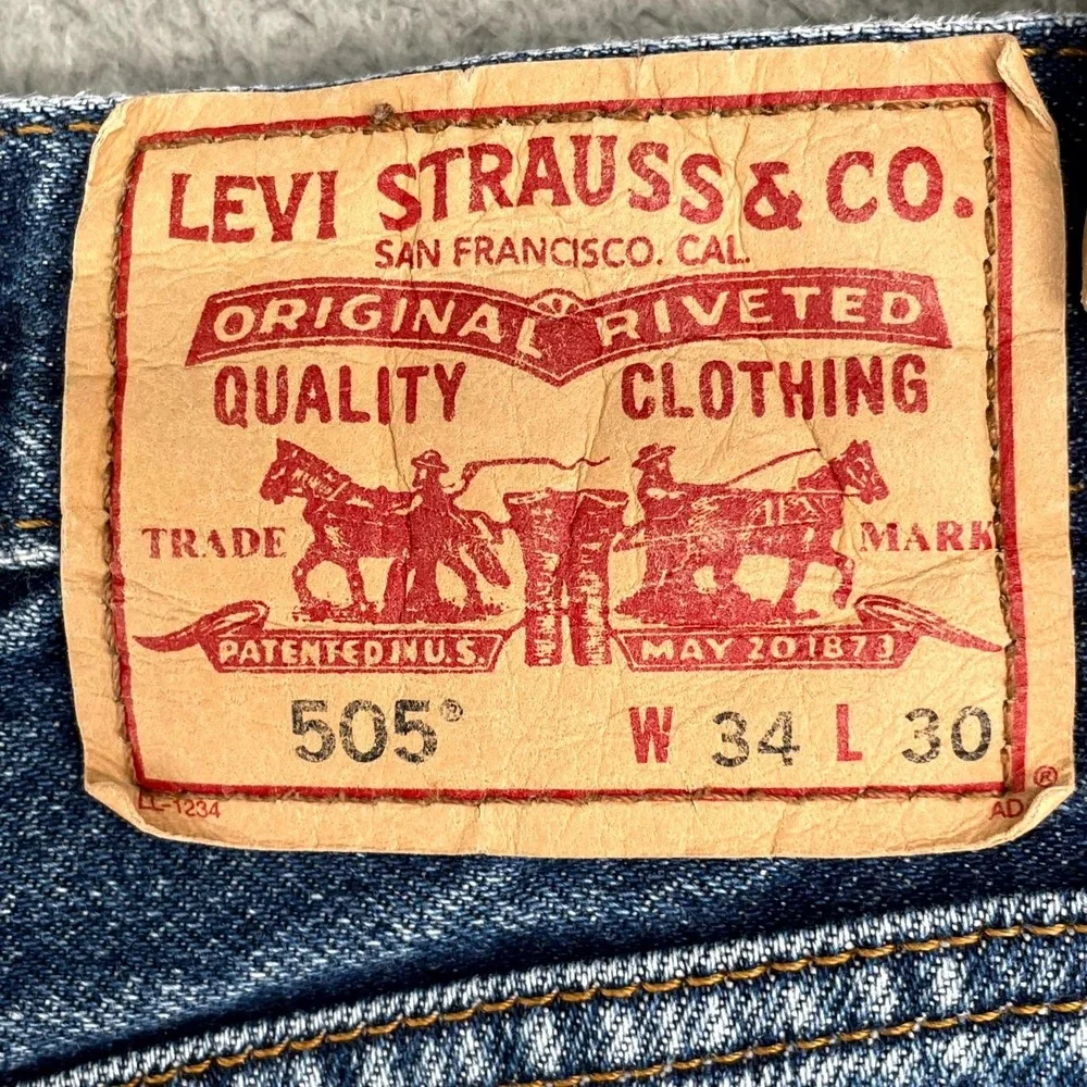 Vintage Levi's 505 Jeans Mens 34x26.5* Straight Fit 90s Workwear Y2K Streetwear - Picture 12 of 14